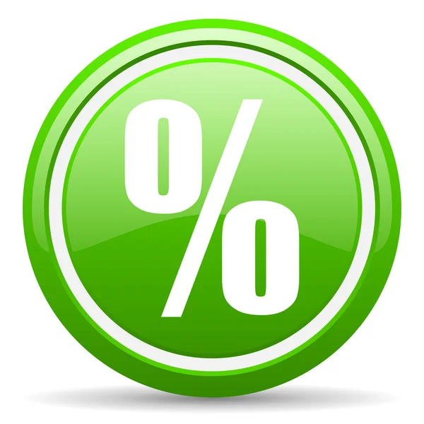 Percent green glossy icon on white background — Stock Photo, Image