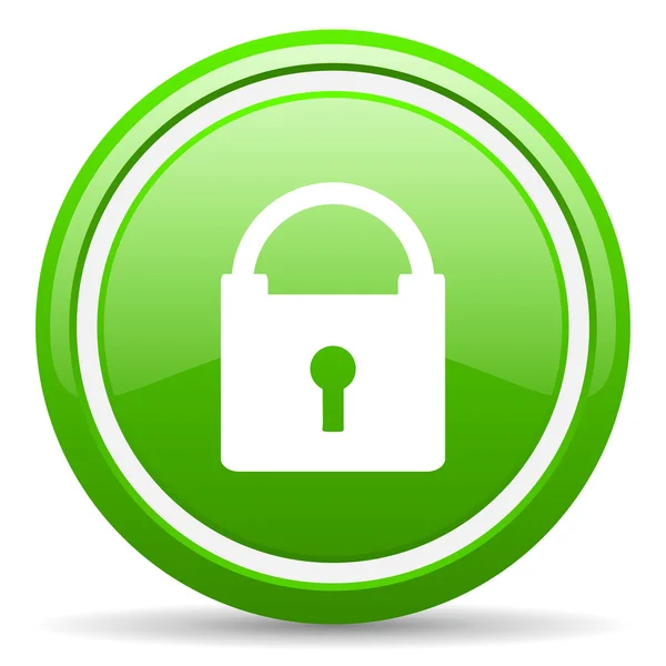 Protect green glossy icon on white background — Stock Photo, Image