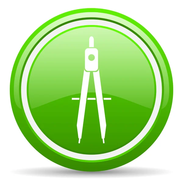 E-learning icona verde lucido su sfondo bianco — Foto Stock