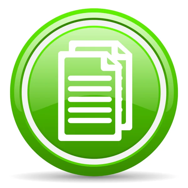 Document green glossy icon on white background — Stock Photo, Image