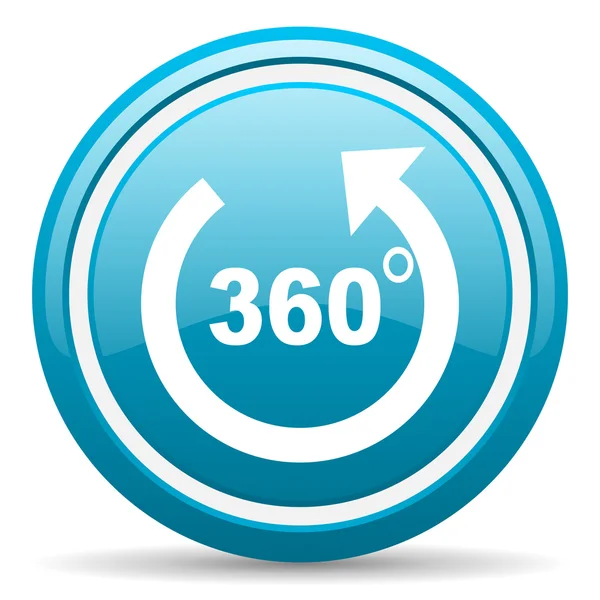 360 degrees panorama blue glossy icon on white background — Stock Photo, Image