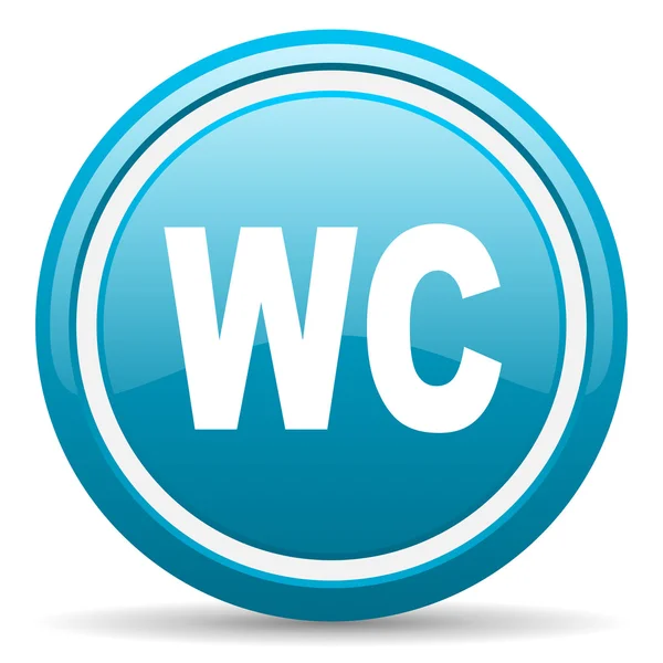 WC blauwe glanzende pictogram op witte achtergrond — Stockfoto