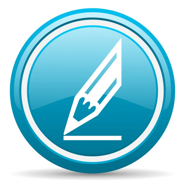 Zeichnen blaues Hochglanz-Symbol auf weißem Hintergrund — Stockfoto