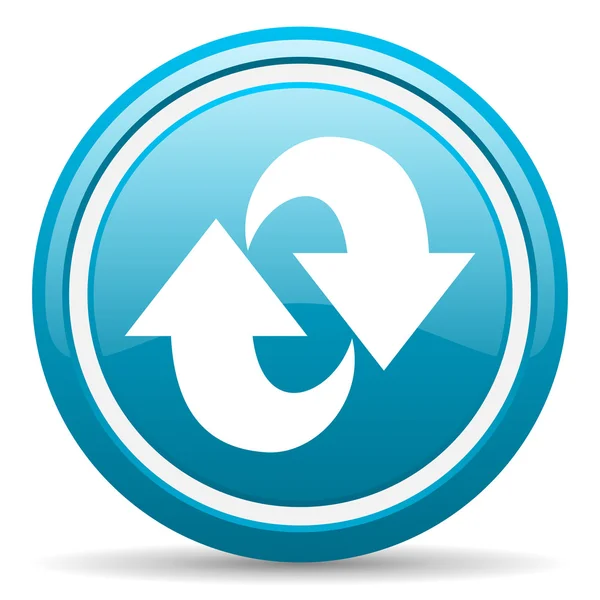 Rotate blue glossy icon on white background — Stock Photo, Image