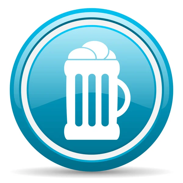 Beer blue glossy icon on white background — Stock Photo, Image