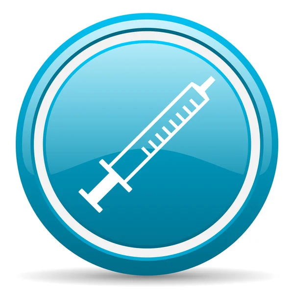 Syringe blue glossy icon on white background — Stock Photo, Image