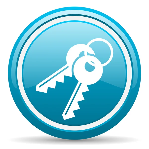 Keys blue glossy icon on white background — Stock Photo, Image