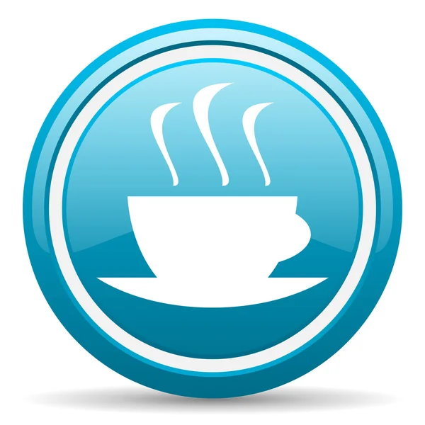 Coffee blue glossy icon on white background — Stock Photo, Image