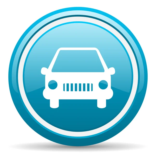 Auto blauwe glanzende pictogram op witte achtergrond — Stockfoto