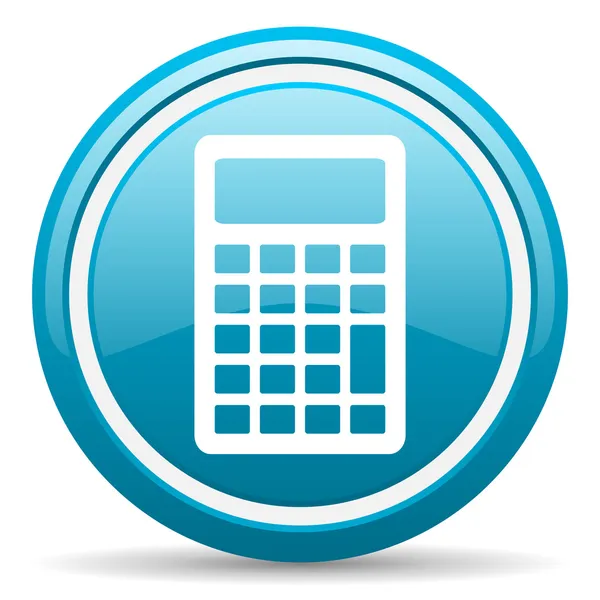 Blauwe glanzende calculatorpictogram op witte achtergrond — Stockfoto