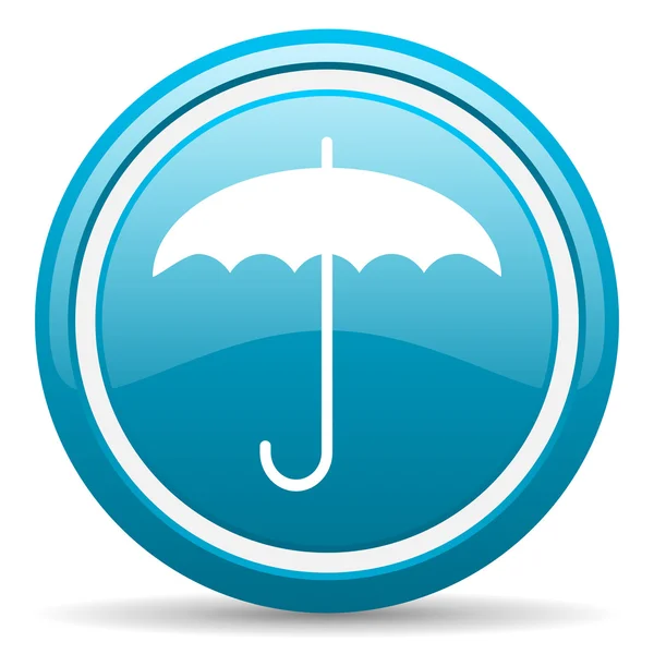 Esernyő, kék fényes ikon fehér háttér — Stock Fotó