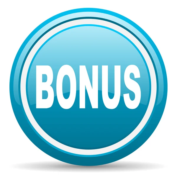 Bonus blue glossy icon on white background — Stock Photo, Image