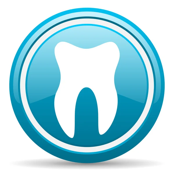Tooth blue glossy icon on white background — Stock Photo, Image