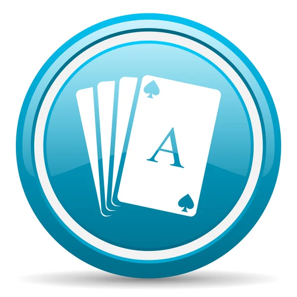 Playing cards blue glossy icon on white background — Stock Photo, Image