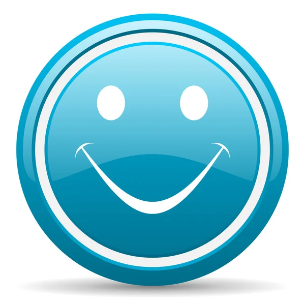 Glimlach blauwe glanzende pictogram op witte achtergrond — Stockfoto