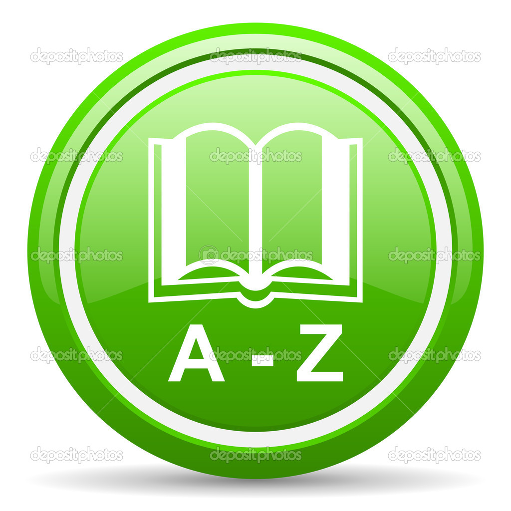 Dictionary green glossy icon on white background Stock Photo by ...