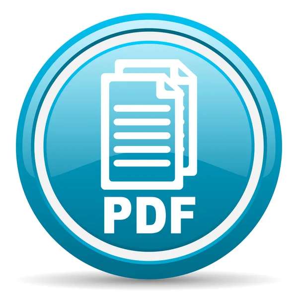 Beyaz arka planda PDF mavi parlak simgesi — Stok fotoğraf