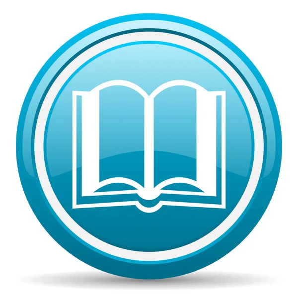 Buch blaues Hochglanz-Symbol auf weißem Hintergrund — Stockfoto