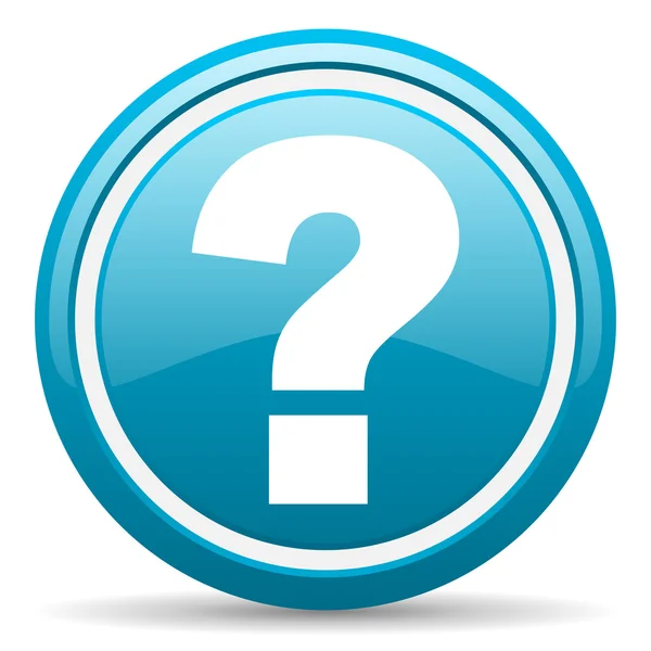 Question mark blue glossy icon on white background — Stock Photo, Image