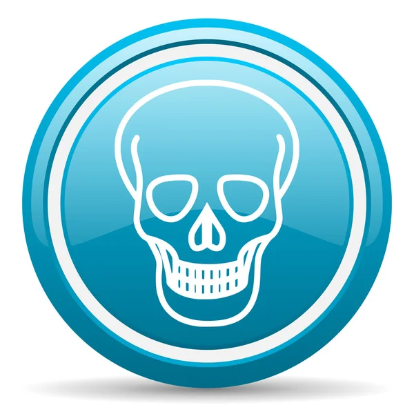 Skull blue glossy icon on white background — Stock Photo, Image