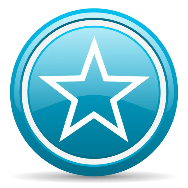 Star blue glossy icon on white background — Stock Photo, Image