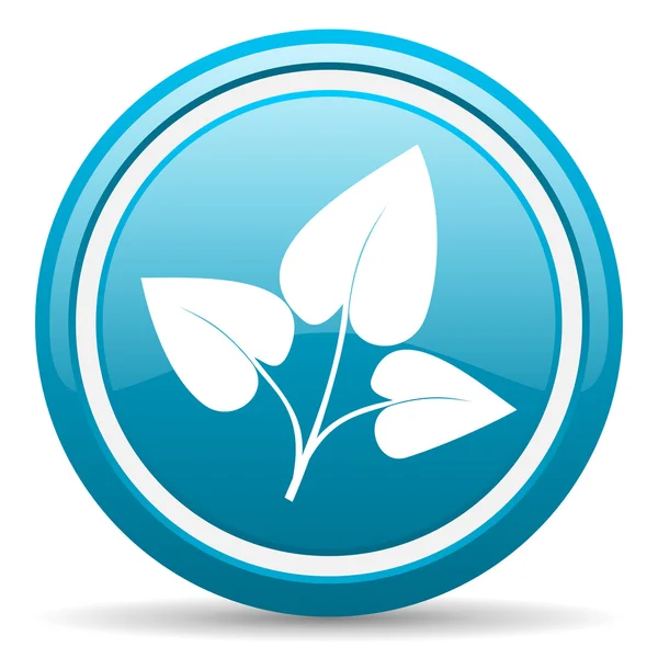 Eco blauwe glanzende pictogram op witte achtergrond — Stockfoto