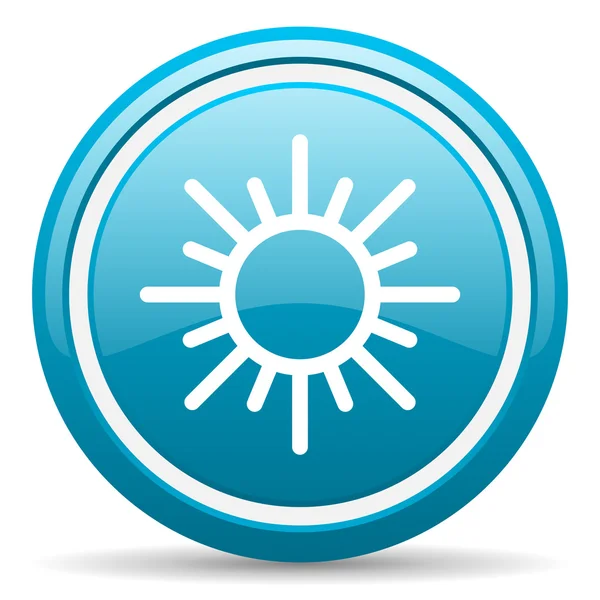 Sole blu icona lucida su sfondo bianco — Foto Stock