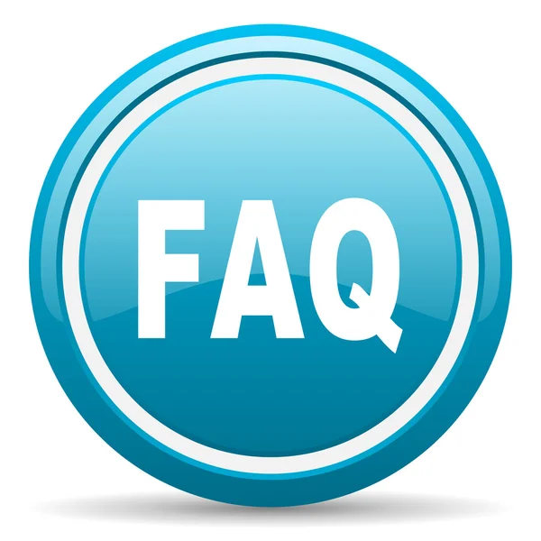 Faq blue glossy icon on white background — Stock Photo, Image