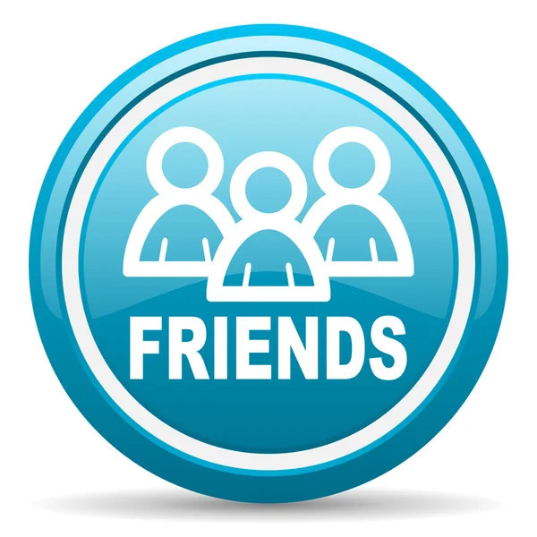 Friends blaues Hochglanz-Symbol auf weißem Hintergrund — Stockfoto