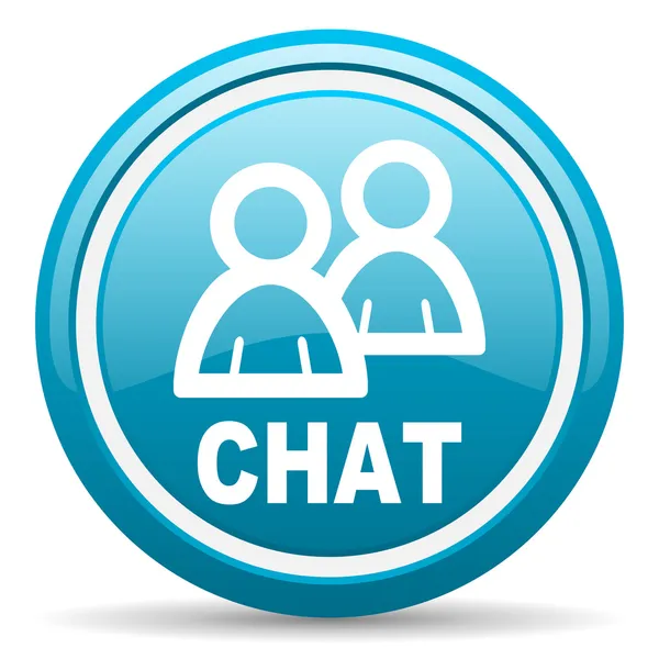 Chat blue glossy icon on white background — Stock Photo, Image