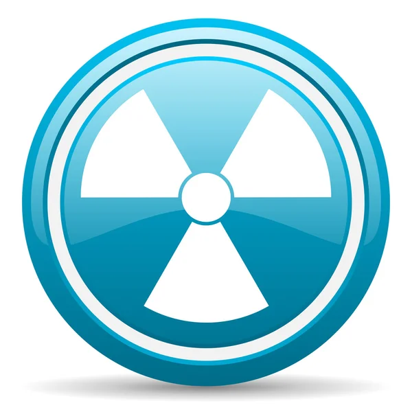 Strahlungsblaues Hochglanz-Symbol auf weißem Hintergrund — Stockfoto