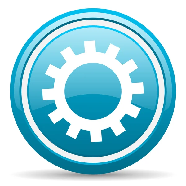 Gears blue glossy icon on white background — Stock Photo, Image