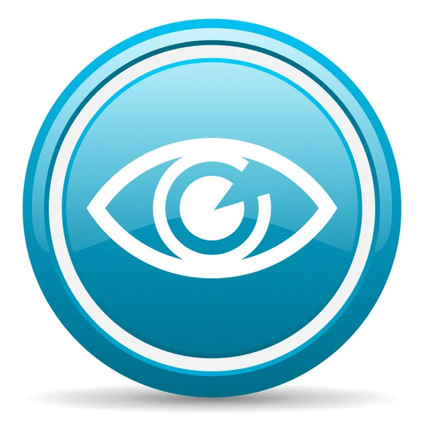 Eye blue glossy icon on white background — Stock Photo, Image