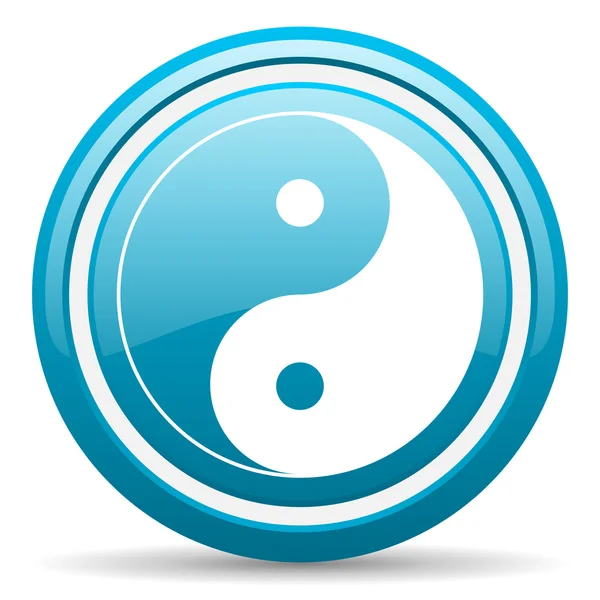 Ying Yang blaues Hochglanz-Symbol auf weißem Hintergrund — Stockfoto