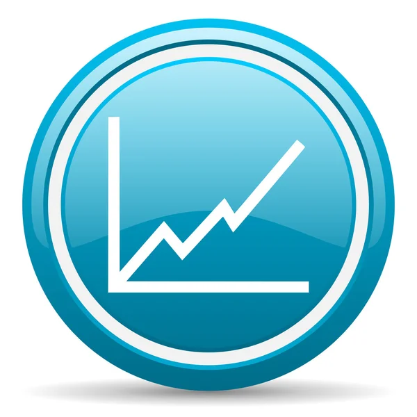 Chart blue glossy icon on white background — Stock Photo, Image