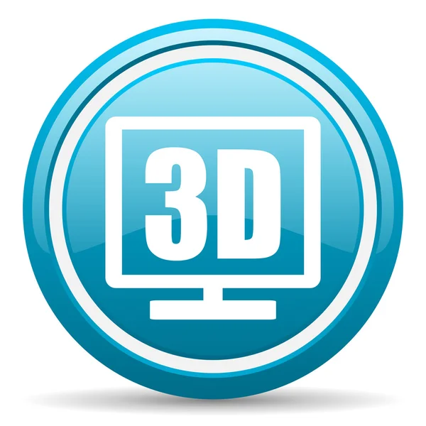 3D vertoning blue glanzende pictogram op witte achtergrond — Stockfoto