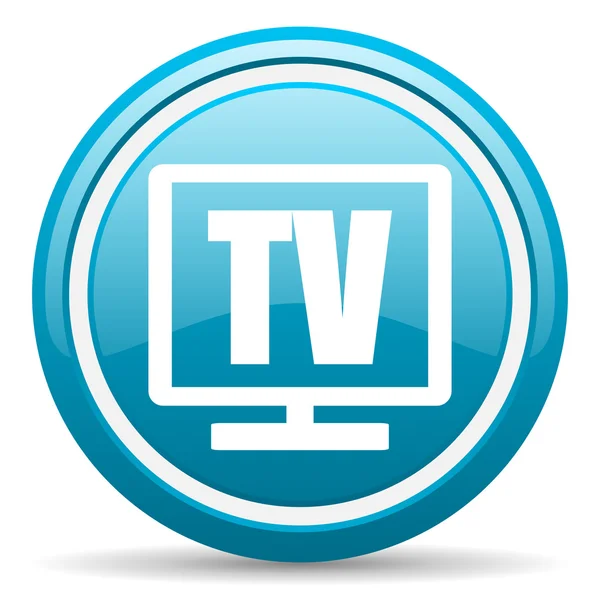 Tv blue glossy icon on white background — Stock Photo, Image