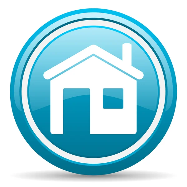 Domov modrý lesklý ikona na bílém pozadí — Stock fotografie