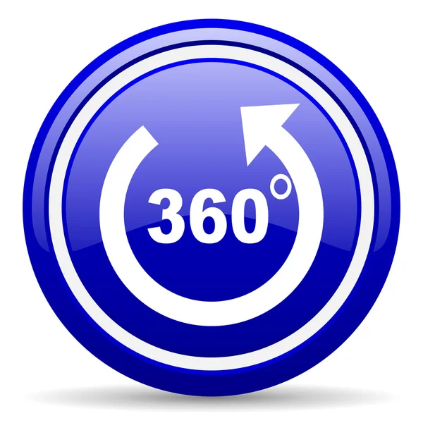 360 degrees panorama blue glossy icon on white background — Stock Photo, Image