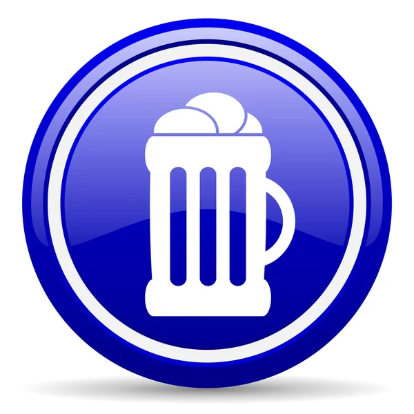 Beer blue glossy icon on white background — Stock Photo, Image