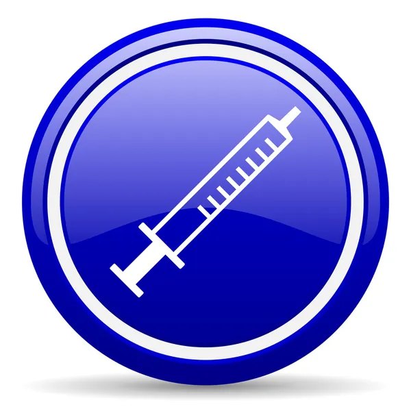 Syringe blue glossy icon on white background — Stock Photo, Image