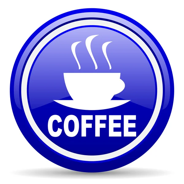 Coffee blue glossy icon on white background — Stock Photo, Image