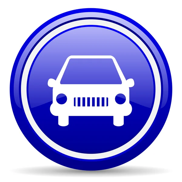 Car blue glossy icon on white background — Stock Photo, Image