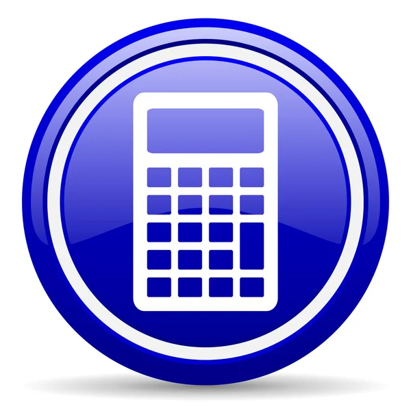 Calculadora ícone brilhante azul no fundo branco — Fotografia de Stock