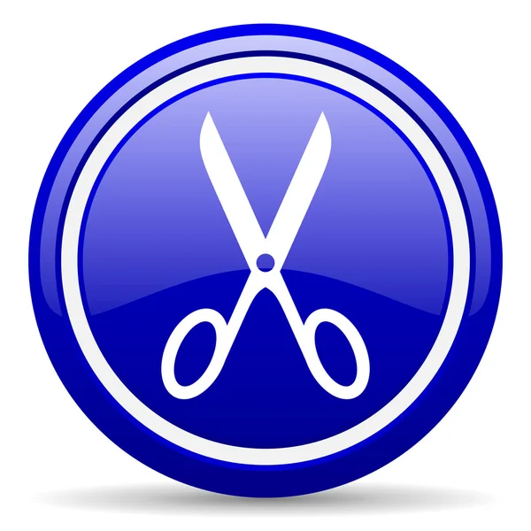 Scissors blue glossy icon on white background — Stock Photo, Image