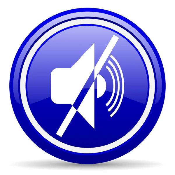 Mute blue glossy icon on white background — Stock Photo, Image