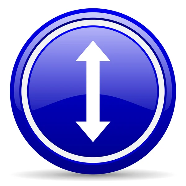 Mover seta ícone brilhante azul no fundo branco — Fotografia de Stock