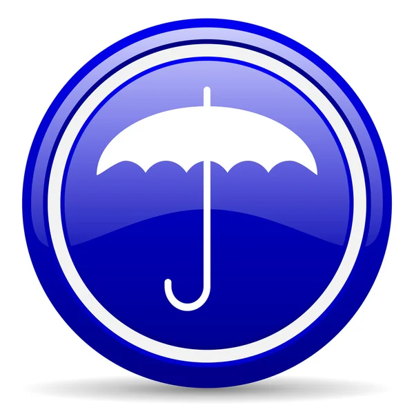 Зонтик синий глянцевый значок на белом фоне — стоковое фото