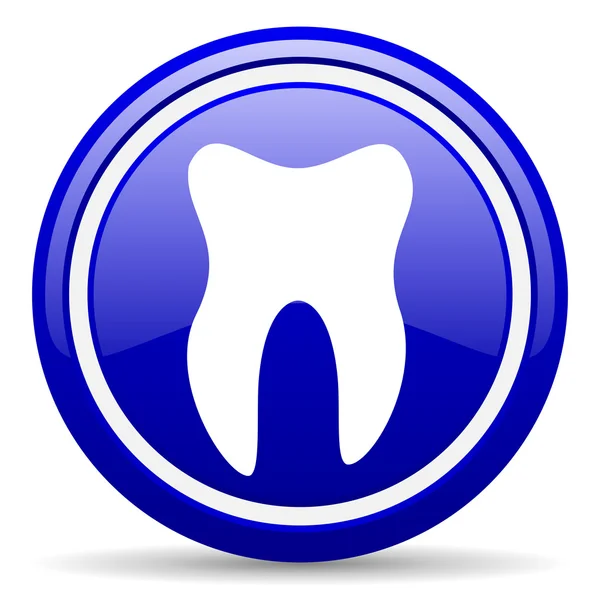 Zahn blaues Hochglanz-Symbol auf weißem Hintergrund — Stockfoto