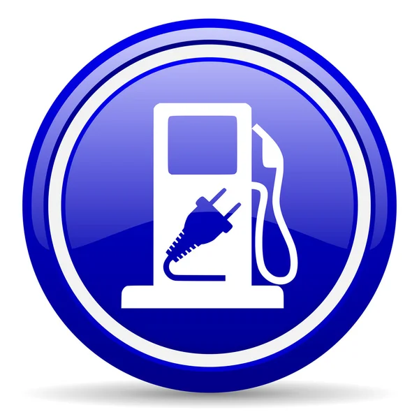 Kraftstoffblaues Hochglanzsymbol auf weißem Hintergrund — Stockfoto